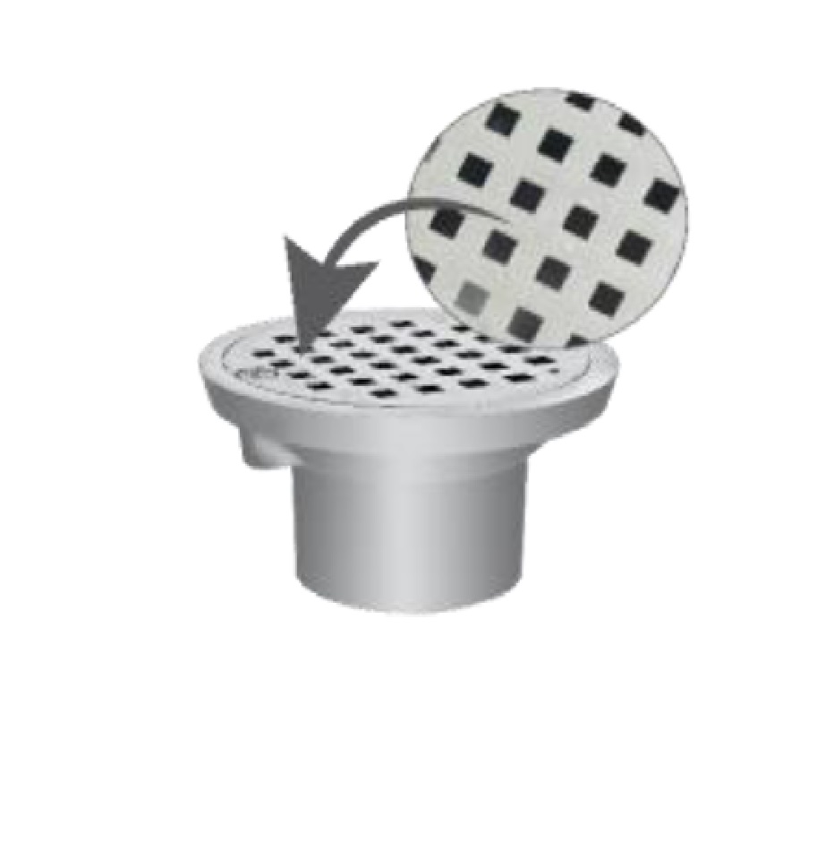 REJILLA REDONDA A/CUCARACHA 1 1/4" C/CUELLO HUECO CUAD. ALUMINIO REF. 04142094 MARCA METALES ALEADOS