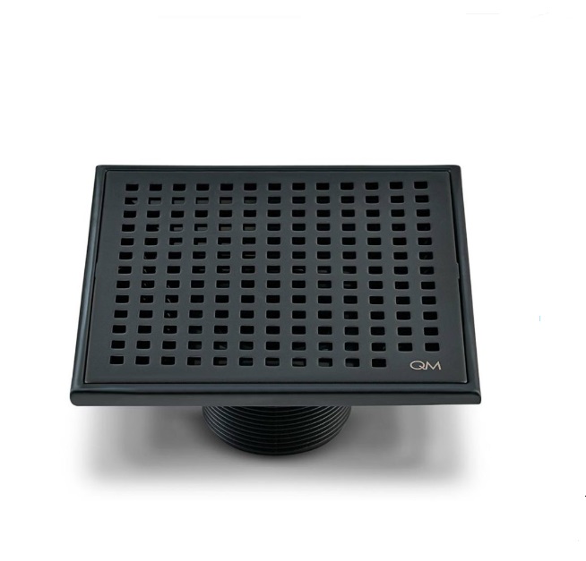 REJILLA CUADRADA / DESAGUE 5.3/ 4" X 5.3/4" SERIE LAGOS LINEA MIRA COLOR BLACK QUALITY METAL
