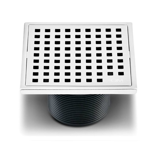 REJILLA CUADRADA / DESAGUE 5.3/ 4" X 5.3/4" SERIE LAGOS LINEA MIRA SATIN MARCA QUALITY METAL