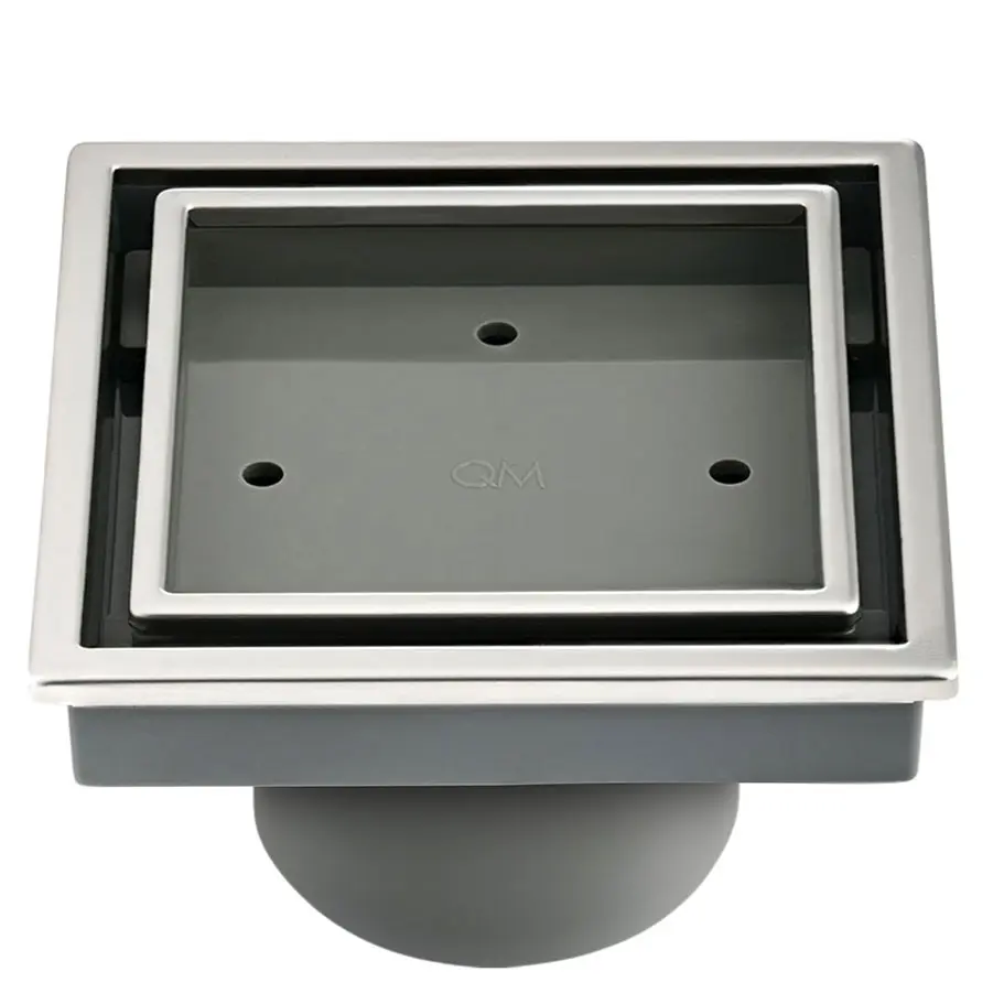 REJILLA CUADRADA / DESAGUE CENTRAL SERIE VEIL 4" X 4" (INSERTO BALDOSA) COLOR PULISHED QUALITY