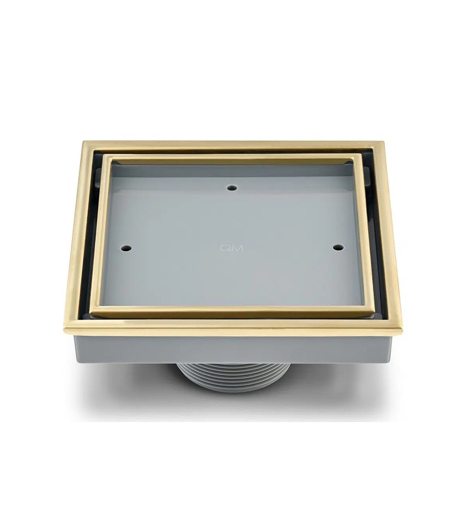 REJILLA CUADRADA / DESAGUE CENTRAL SERIE VEIL 4" X 4" (INSERTO BALDOSA) COLOR PULISHED QUALITY