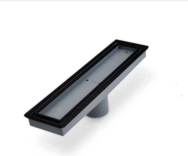 REJILLA RECTANGULAR / DESAGUE LINEAL 12" X 3" SERIE LAGOS LINEA VEIL COLOR BLACK QUALITY METAL
