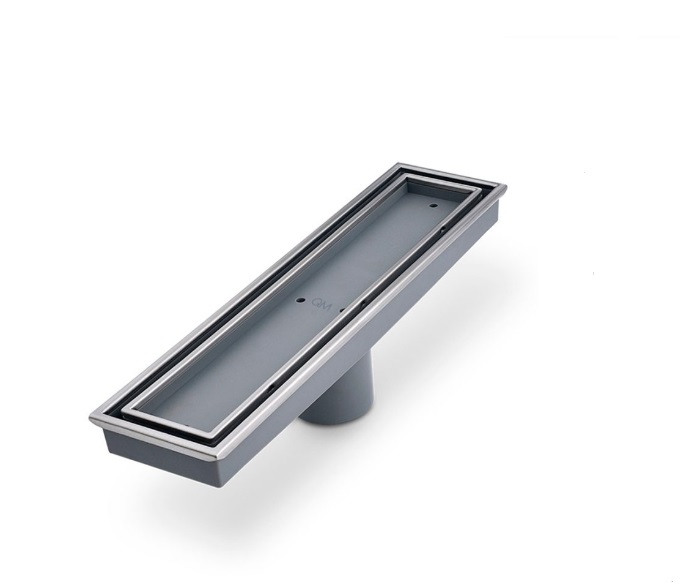 REJILLA RECTANGULAR / DESAGUE LINEAL 12" X 3" SERIE LAGOS LINEA VEIL COLOR SATINADO QUALITY METAL
