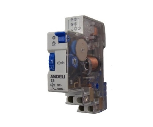 RELE TEMPORIZADOR BORNERA E8 AC 220 V 10 A 7 MIN IP20 MOD. E8 REF. CON20264 COD. 309181 MARCA ANDELI