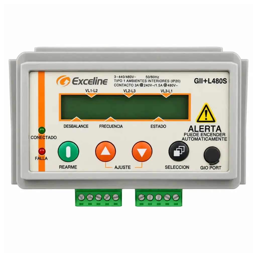 RELE TRIFASICO 208-220 VAC DE PROTECCION CONTRA FALLAS DE FASE REF.GII+L208S / 000425 EXCELINE