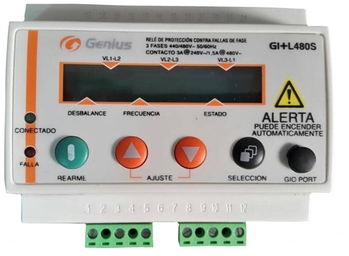 RELE TRIFASICO 480 VAC DE PROTECCION CONTRA FALLAS DE FASE REF.GII+L480S / 000432 MARCA EXCELINE