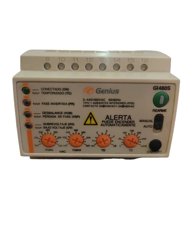 RELE TRIFASICO 208-220 VAC DE PROTECCION CONTRA FALLAS DE FASE REF.GI+L208S / 002276 MARCA EXCELINE