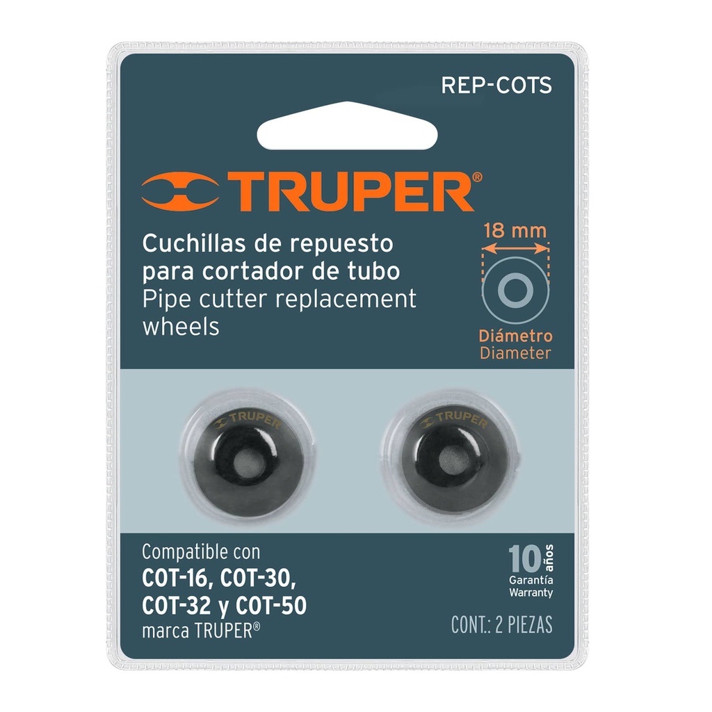 CUCHILLA DE REPUESTO PARA CORTA TUBO DE 17.5MM ( COBRE Y ALUMINIO ) REF. 12862 MARCA TRUPER