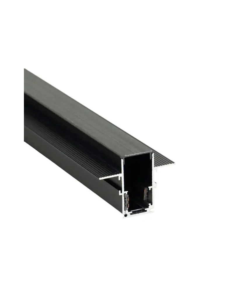 RIEL TRACK LIGHT MAGNETICO EMPOTRAR 2 MT X 2.50CM X 5CM COLOR NEGRO 48 V REF. LS2M MARCA ILUMINAK