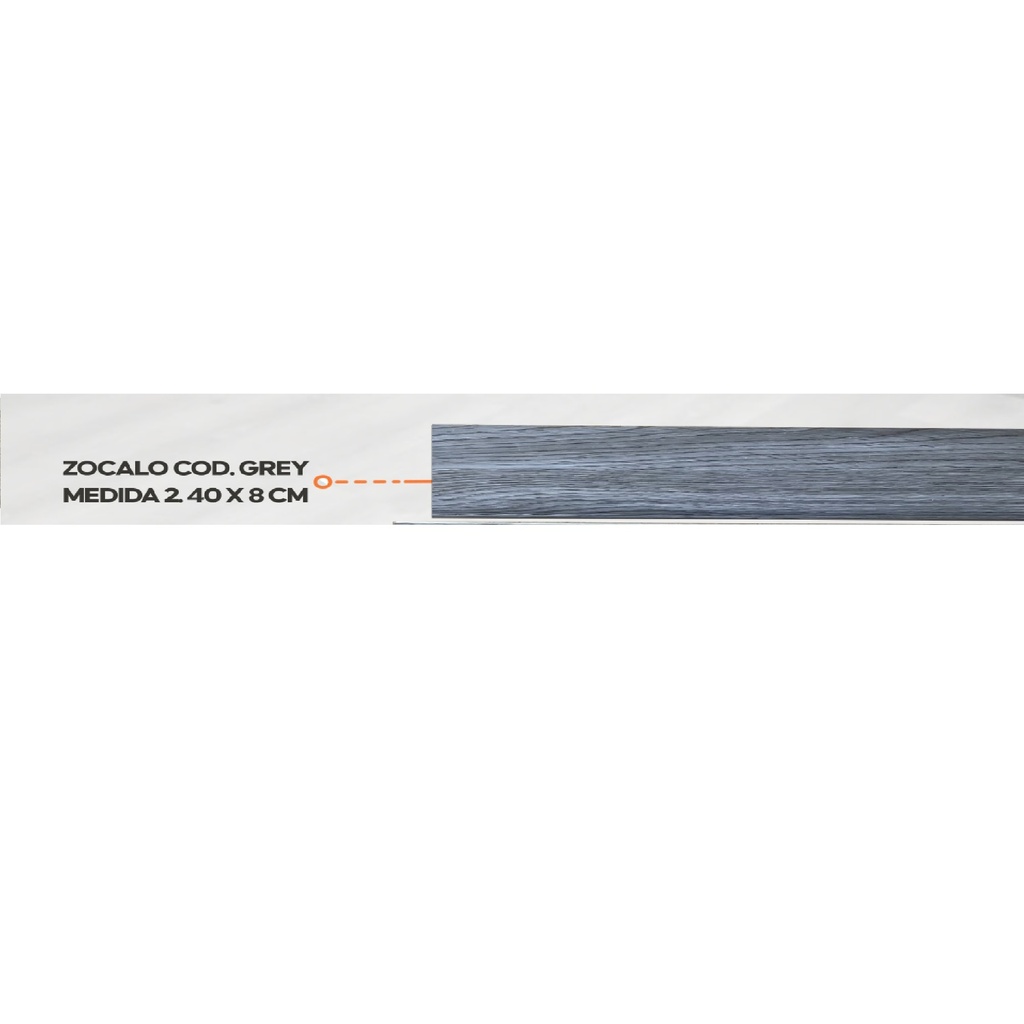 RODAPIE / ZOCALO PARA PISOS SPC CLICK FLOOR GRIS 8 CM X 2.40 MTS MACHIFERMA