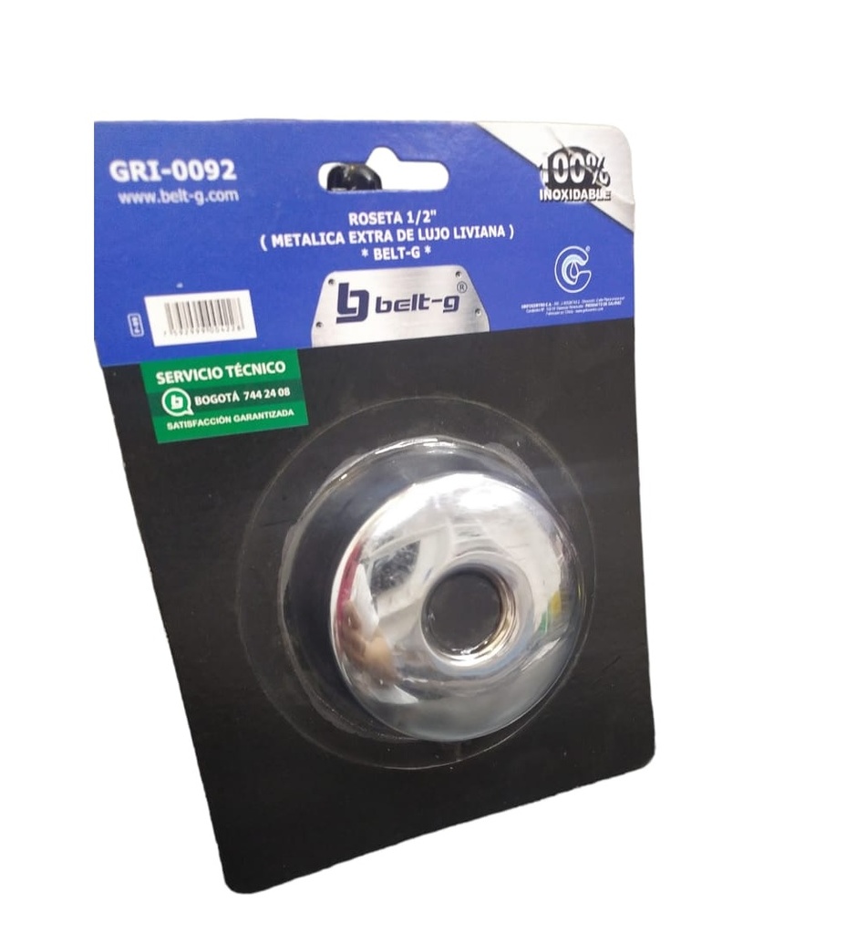 ROSETA CROMADA EXTRA DE LUJO LIVIANO 1/2" REF. GRI-0092 COD. 004228 MARCA BELT-G