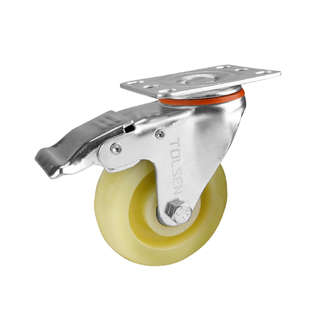RUEDA GIRATORIA CON FRENO TAMAÑO 75MM 3" CARGA MAX 80K MATERIAL PP BLANCO REF: 62910 TOLSEN