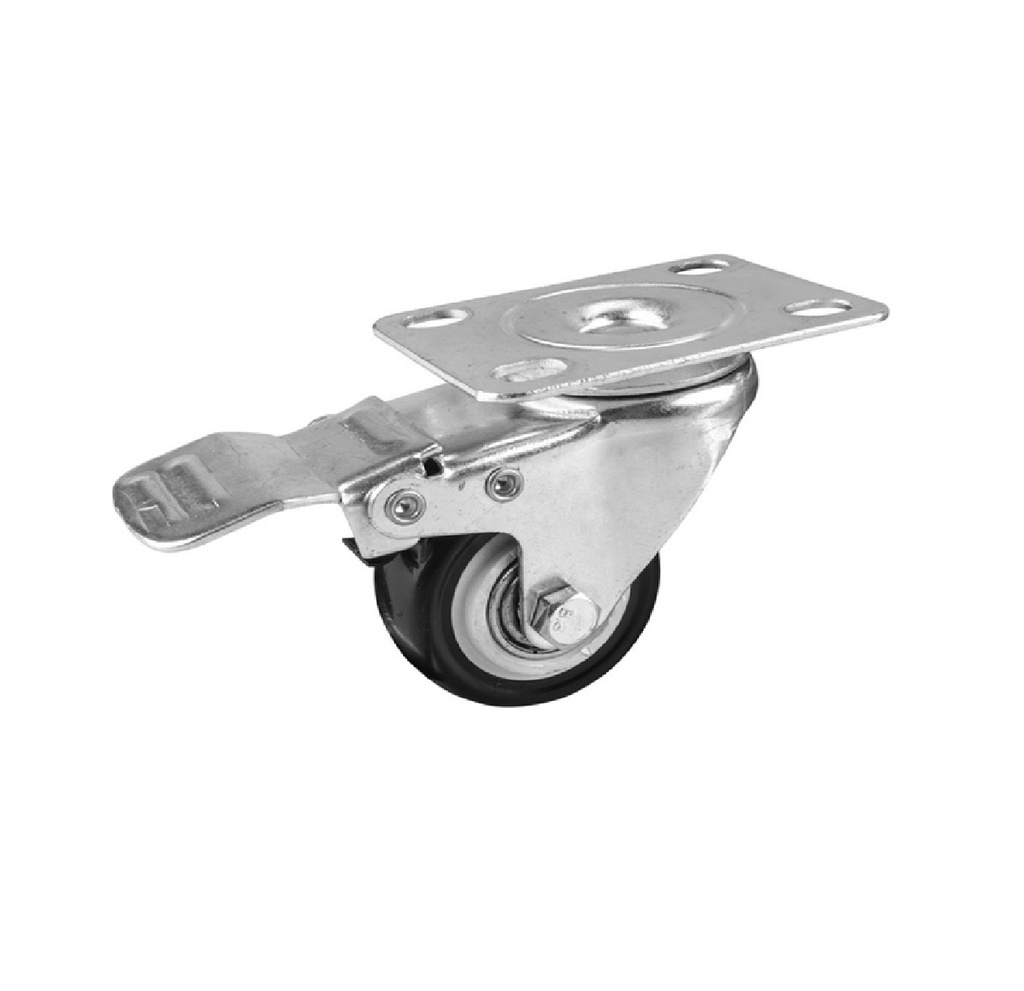 RUEDA CON FRENO REFORZADA TAMAÑO 75MM - 3" CARGA MAX 80K MATERIAL PP REF 62916 TOLSEN