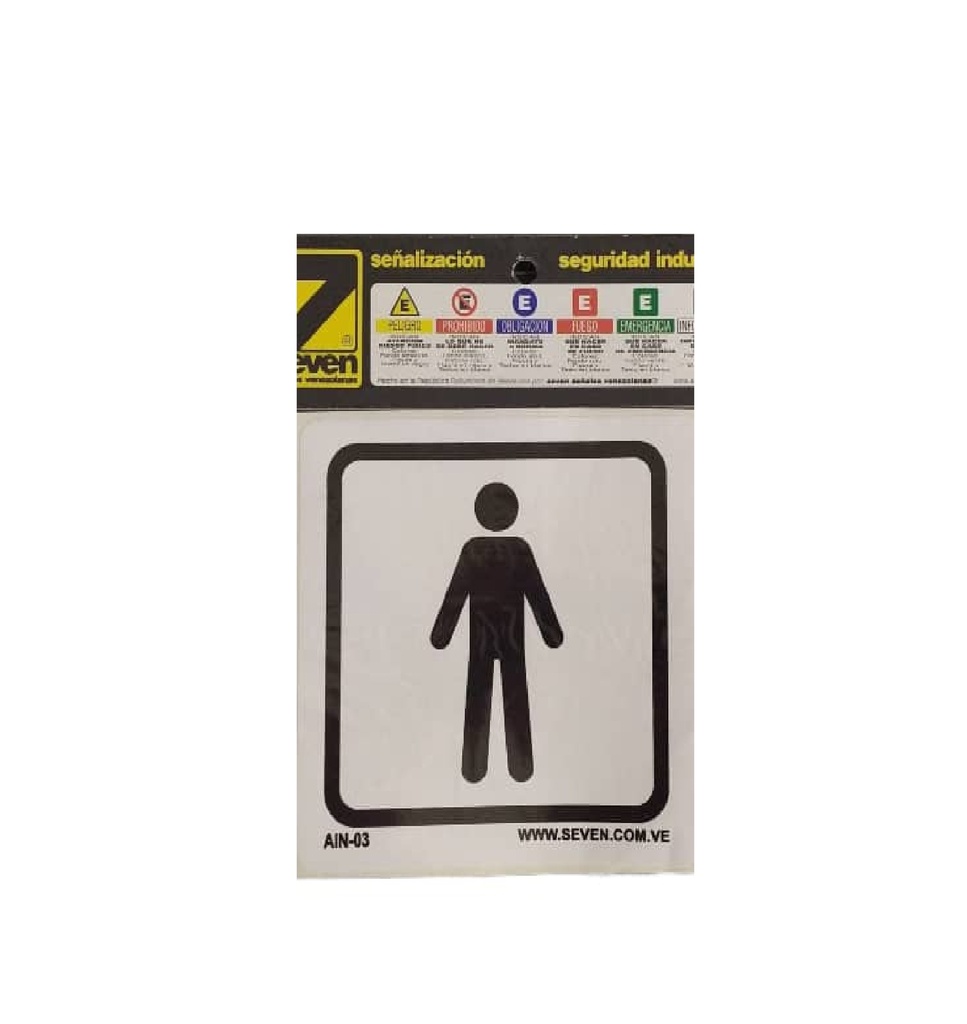 SEÑALES DE SEGURIDAD CABALLEROS 10 CM X 10 CM VINIL AUTOADHESIVO REF. AIN-03 MARCA SEVEN