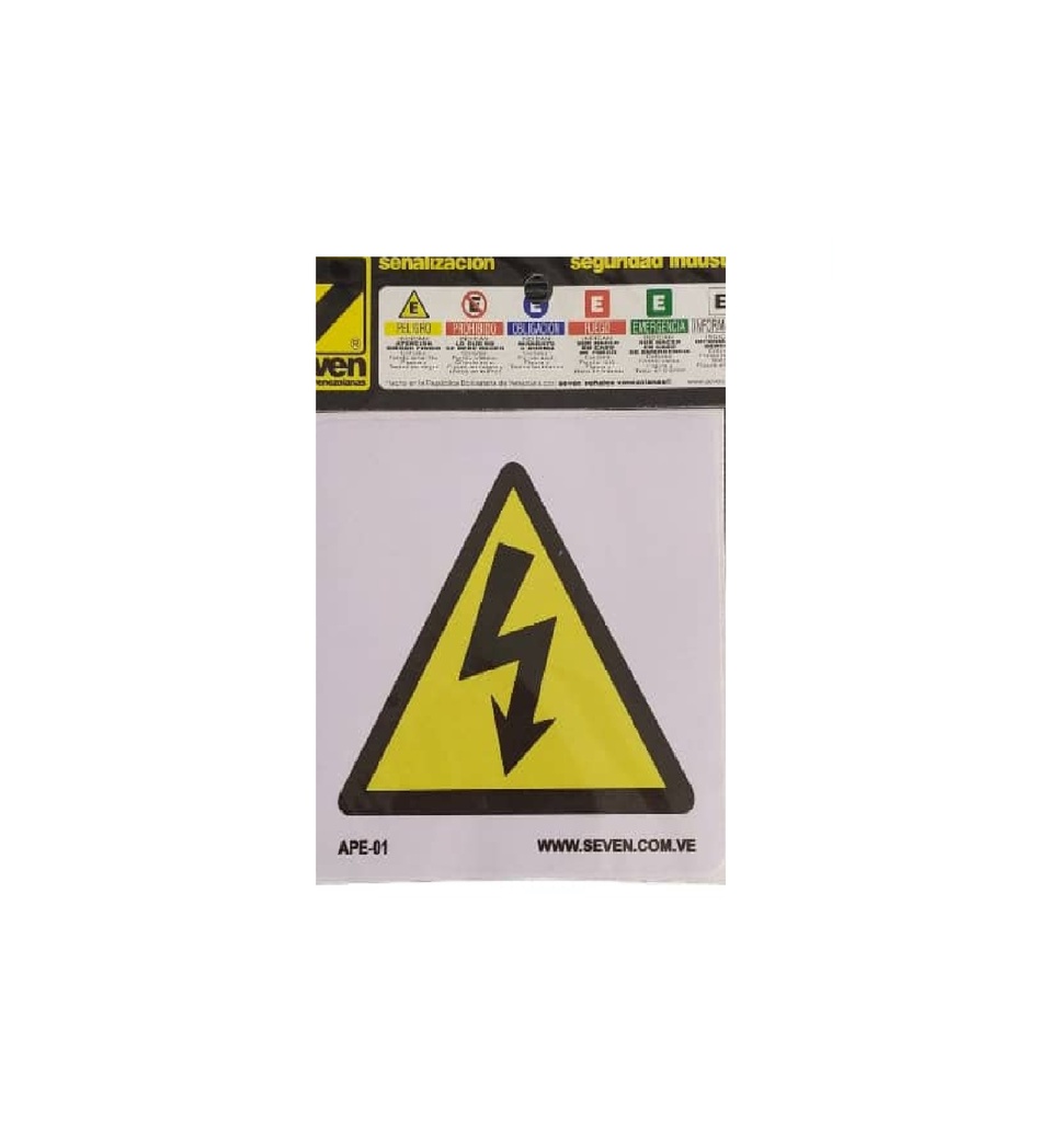 SEÑALES DE SEGURIDAD RIESGO ELECTRICO 10 CM X 10 CM VINIL AUTOADHESIVO REF. APE-01 MARCA SEVEN