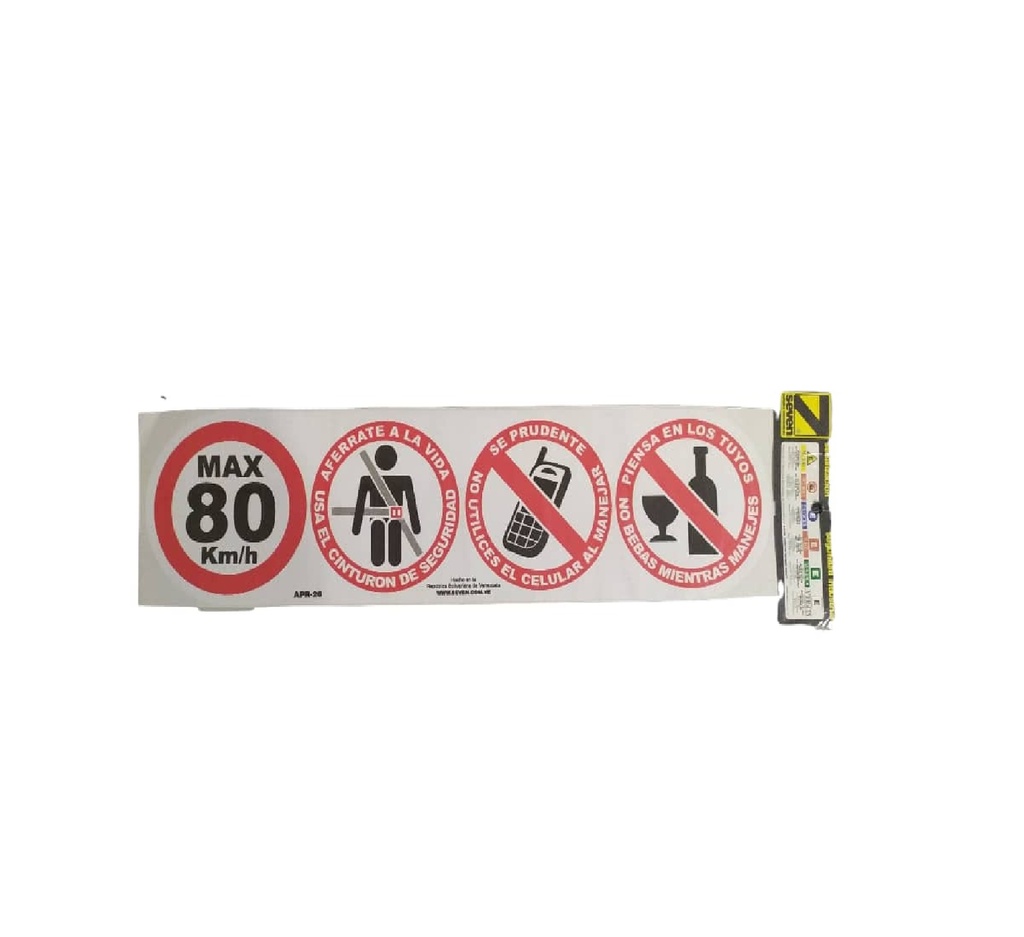 SEÑALES DE SEGURIDAD SEGURIDAD VIAL INTT 10 CM X 10 CM VINIL AUTOADHESIVO REF. APR-26 MARCA SEVEN