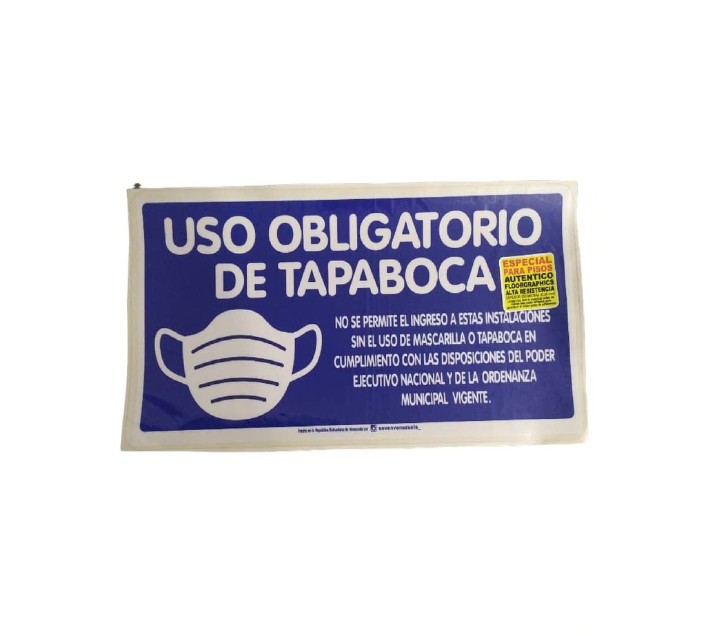 SEÑALES DE SEGURIDAD USA TAPABOCA 40 CM X 20 CM FLOORGRAPHICS ALTO TRANSITO REF. COVID19-060 SEVEN