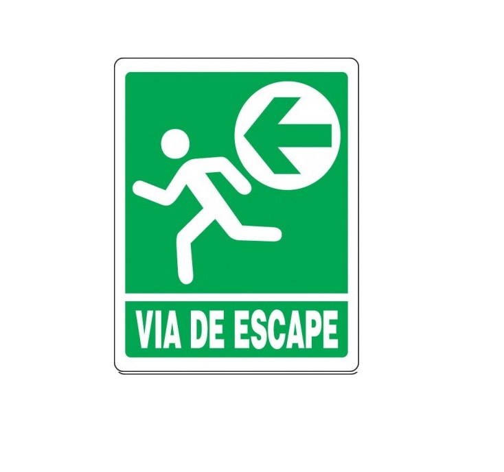 SEÑALES DE SEGURIDAD VIA DE ESCAPE (IZQUIERDA) 19,5 x 25 CM REF. EM-02 MARCA SEVEN