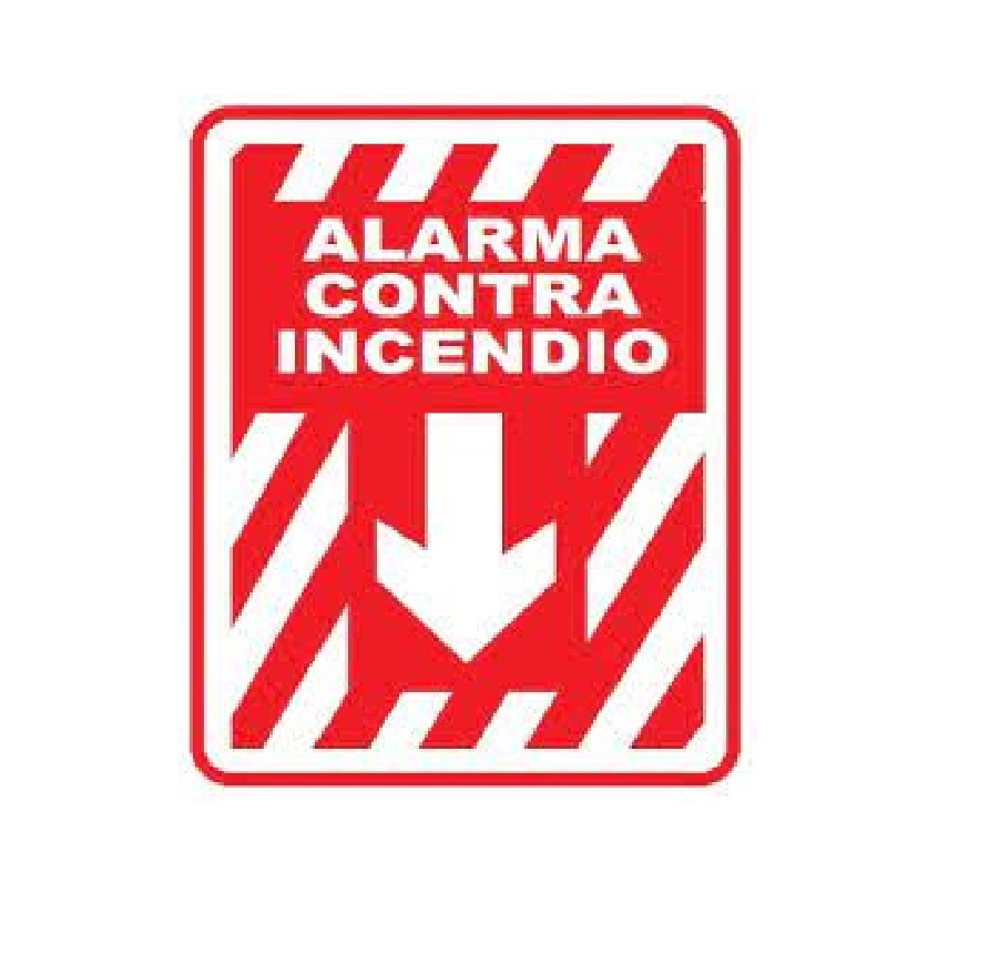 SEÑALES DE SEGURIDAD ALARMA CONTRA INCENDIO FLECHA 19,5 x 25 CM REF. FU-15 MARCA SEVEN