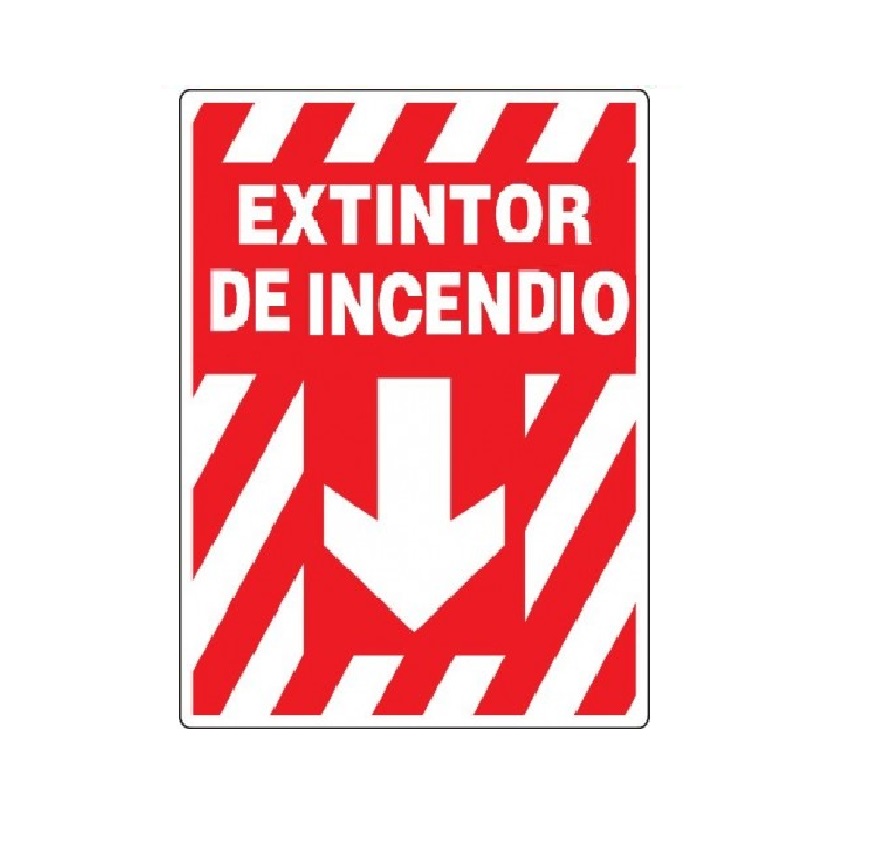 SEÑALES DE SEGURIDAD EXTINTOR DE INCENDIO FLECHA 19,5 x 25 CM REF. FU-16 MARCA SEVEN