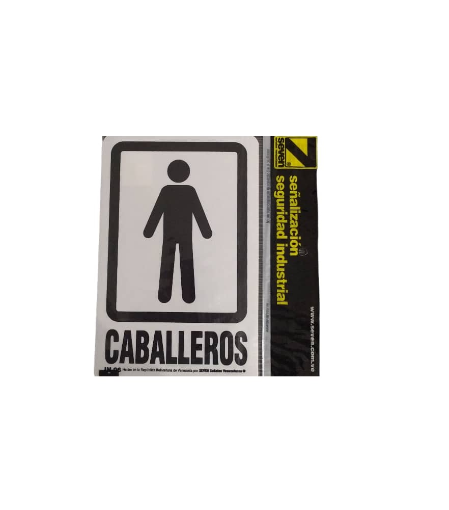 SEÑALES DE SEGURIDAD SANITARIOS CABALLEROS PEQUEÑO 12,5 CM X 19,5 CM REF. IN-06 MARCA SEVEN