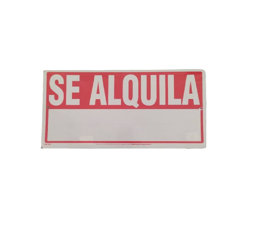 SEÑALES DE SEGURIDAD SE ALQUILA 25 X 40 CM REF. IN-23 MARCA SEVEN