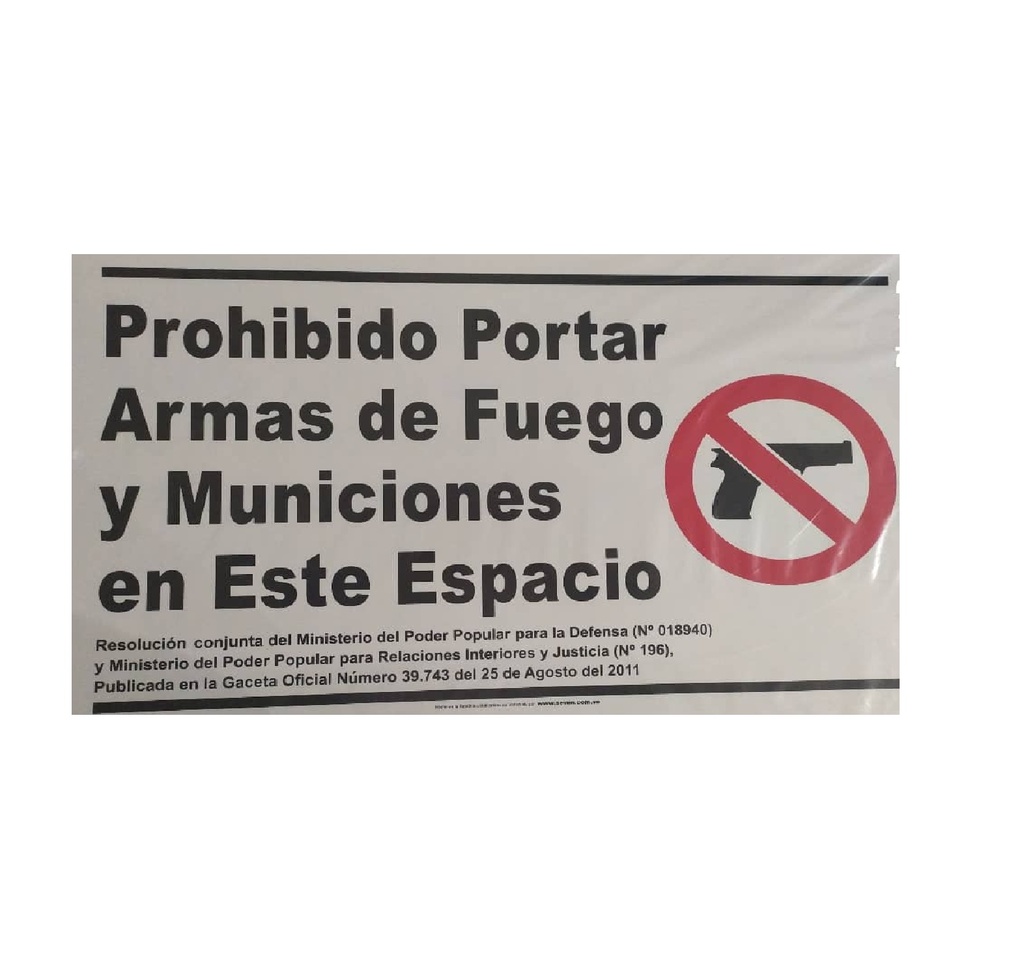 SEÑALES DE SEGURIDAD PROHIBIDO EL PORTE DE ARMAS 50 X 80 CM REF. IN-28 MARCA SEVEN