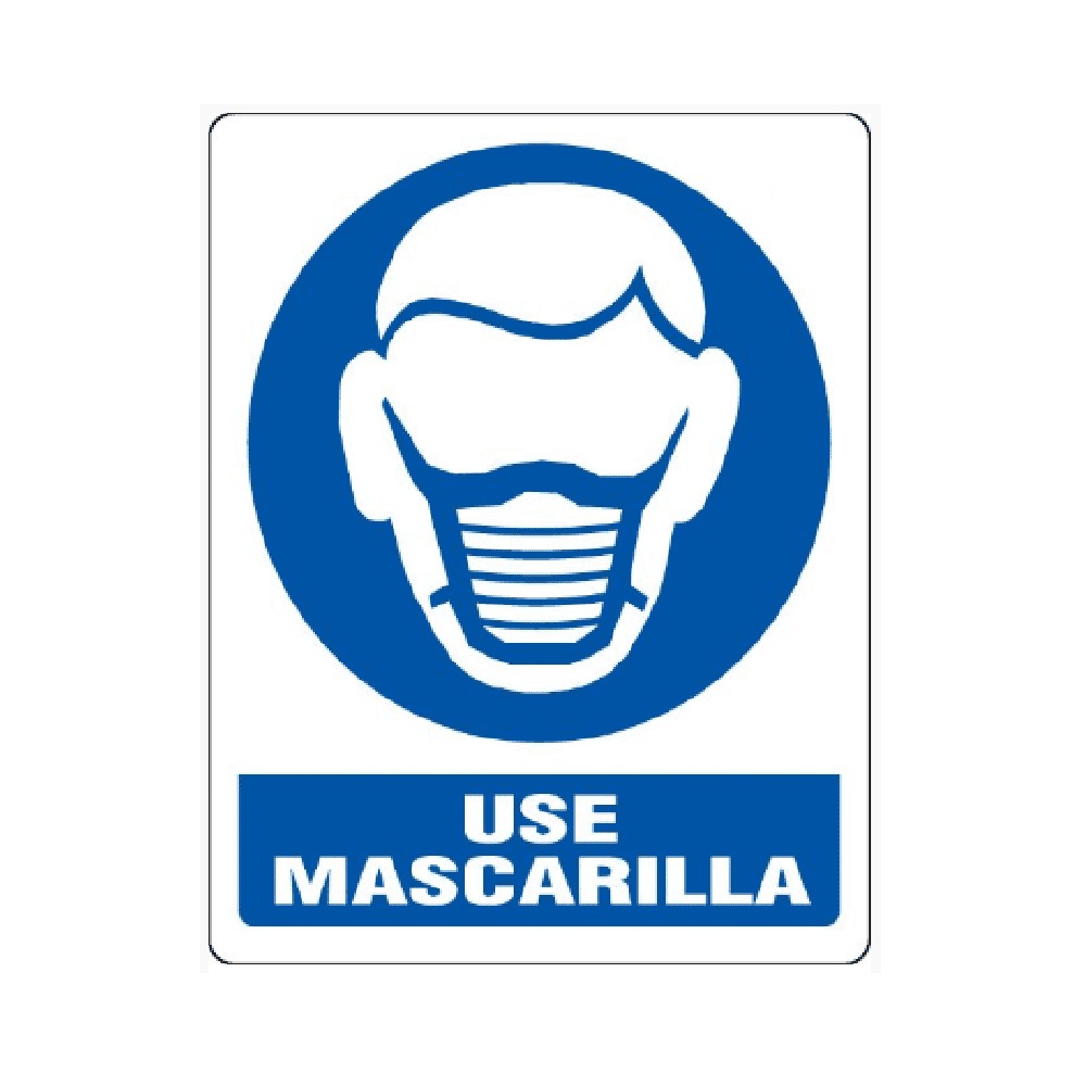 SEÑALES DE SEGURIDAD USE MASCARILLA 19,5 x 25 CM REF. OB-03 MARCA SEVEN