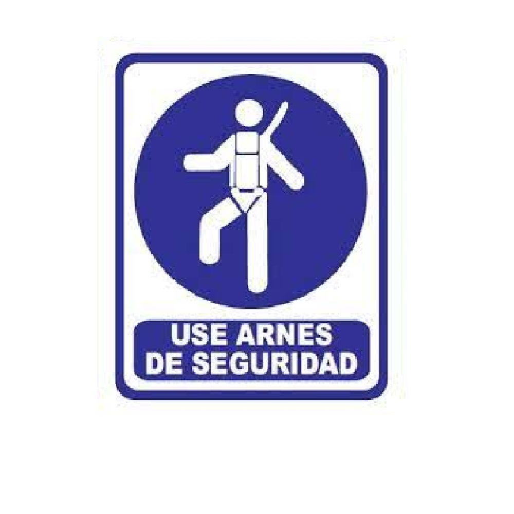 SEÑALES DE SEGURIDAD USE ARNES DE SEGURIDAD 19,5 x 25 CM REF. OB-12 MARCA SEVEN
