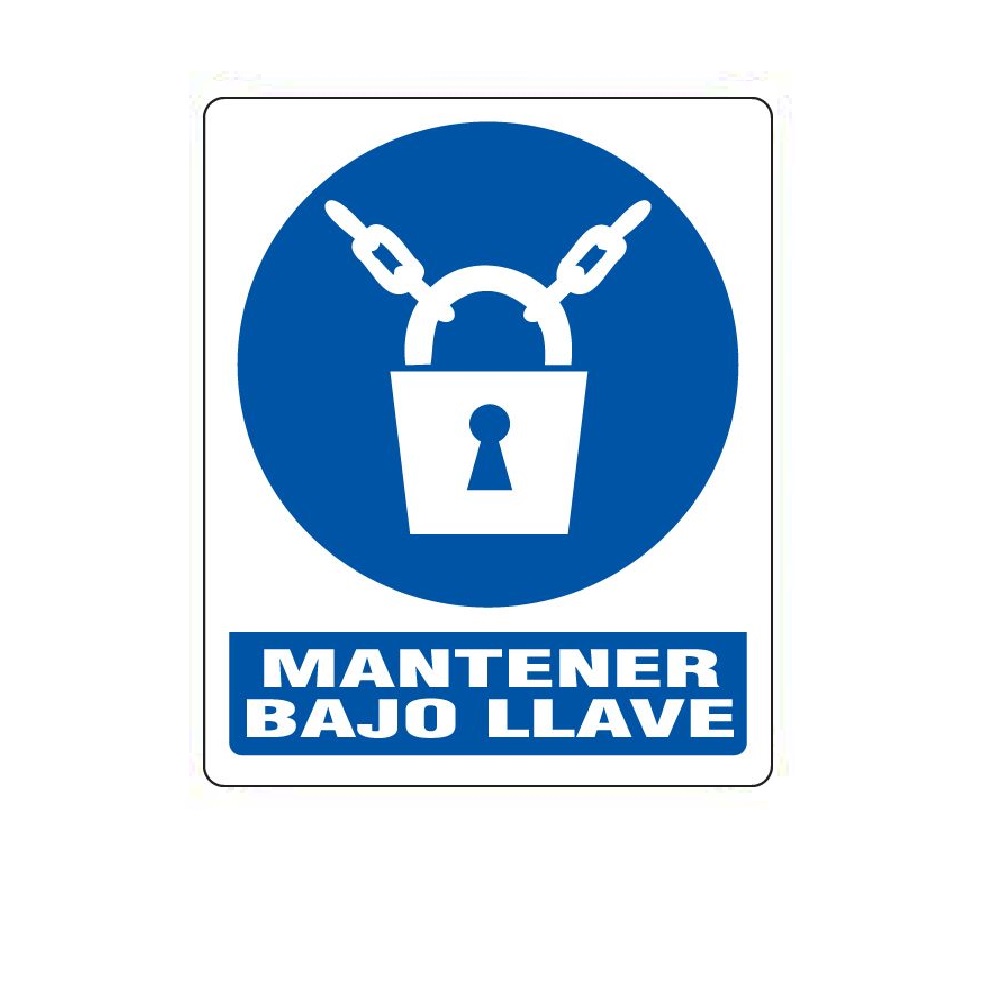 SEÑALES DE SEGURIDAD MANTENER BAJO LLAVE 19,5 x 25 CM REF. OB-13 MARCA SEVEN