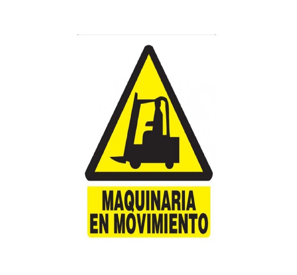SEÑALES DE SEGURIDAD MAQUINARIA EN MOVIMIENTO 19,5 x 25 CM REF. PE-02 MARCA SEVEN