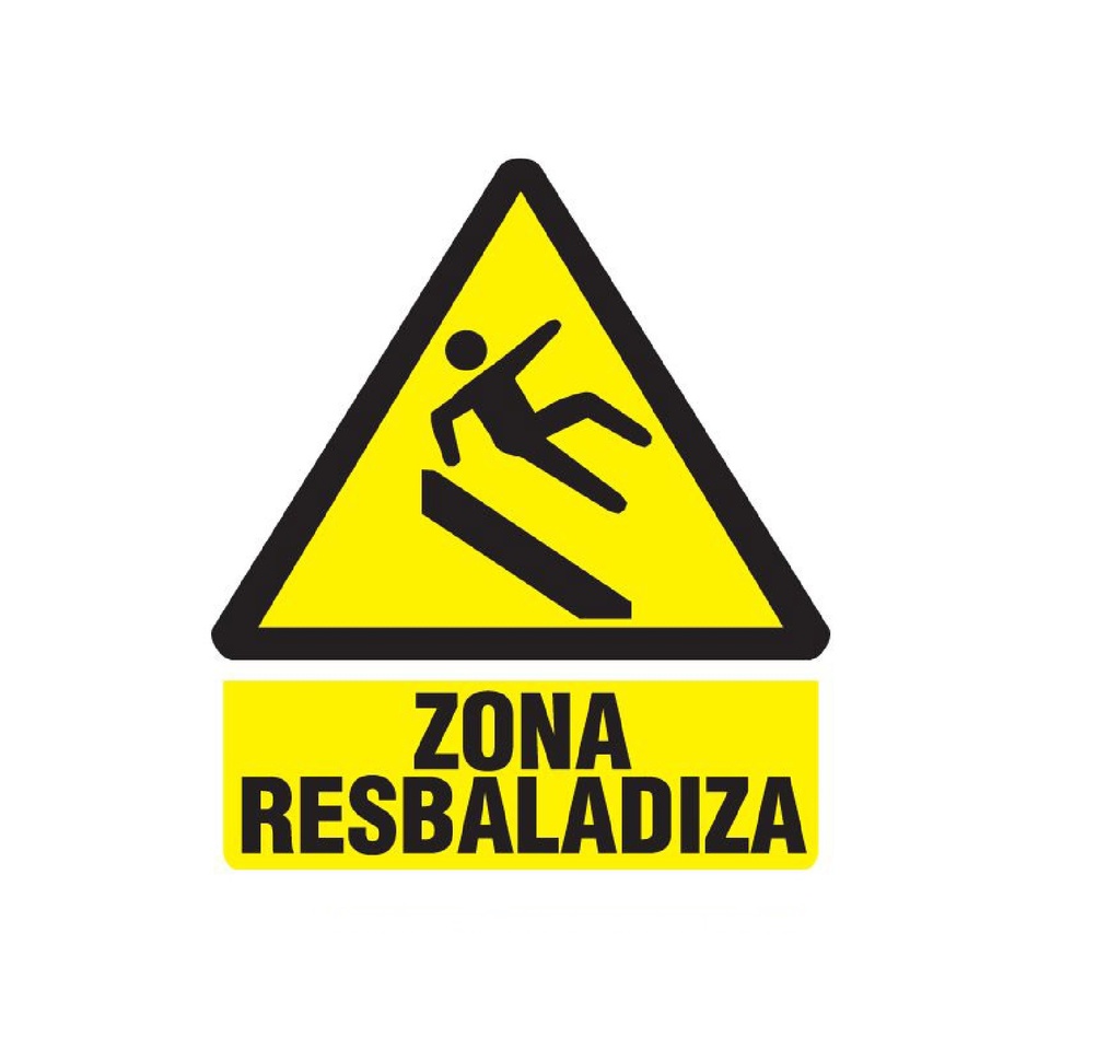 SEÑALES DE SEGURIDAD ZONA RESBALOZA 19,5 x 25 CM REF. PE-04 MARCA SEVEN