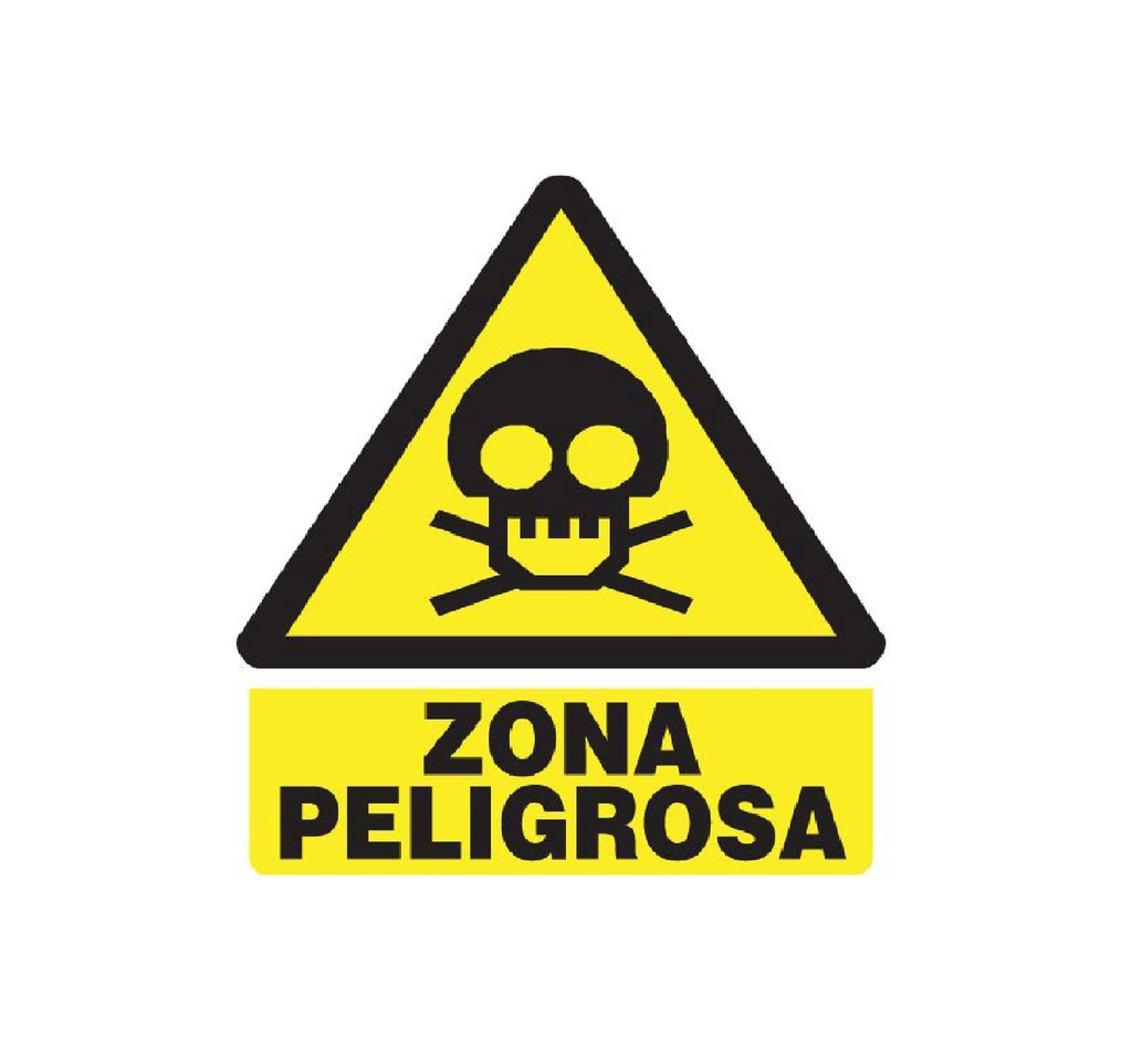 SEÑALES DE SEGURIDAD ZONA PELIGROSA 19,5 x 25 CM REF. PE-13 MARCA SEVEN