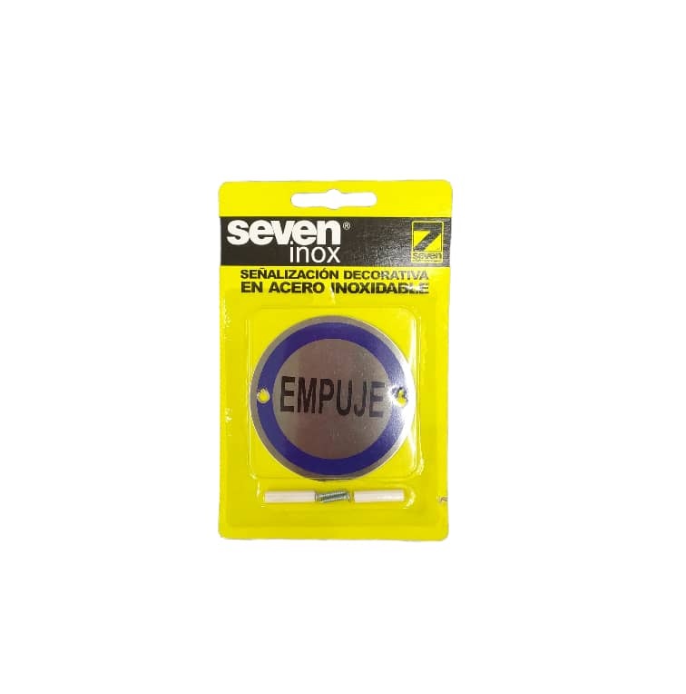 SEÑALES DE SEGURIDAD EMPUJE EN ACERO INOX. 8 CM X 8 CM REF. SIX0808RIN05 MARCA SEVEN