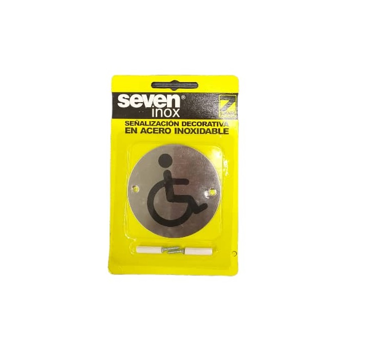 SEÑALES DE SEGURIDAD SOLO MINUSVALIDOS EN ACERO INOX. 8 CM X 8 CM REF. SIX0808RIN06 MARCA SEVEN