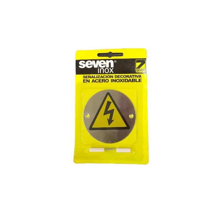 SEÑALES DE SEGURIDAD RIESGO ELECTRICO EN ACERO INOX. 8 CM X 8 CM REF. SIX0808RPE01 MARCA SEVEN