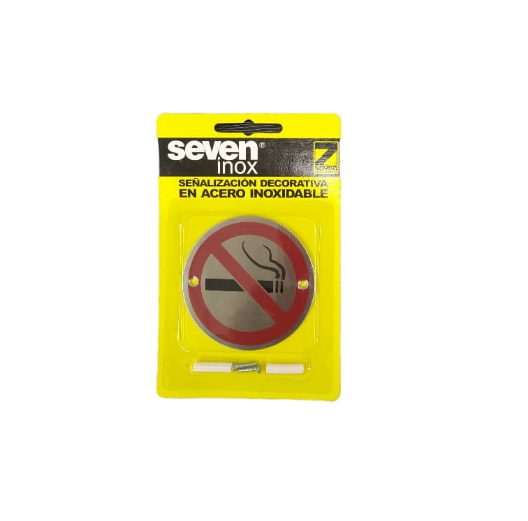 SEÑALES DE SEGURIDAD PROHIBIDO FUMAR EN ACERO INOX. 8 CM X 8 CM REF. SIX0808RPR01 MARCA SEVEN