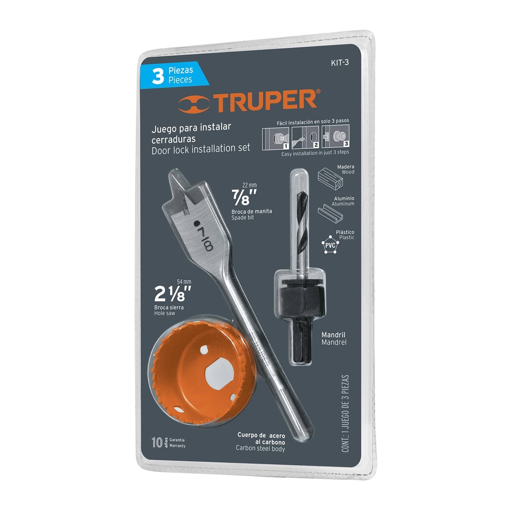 JUEGO DE SIERRA COPA 3 PZAS. ACERO ALTO CARBONO REF. 18080 MARCA TRUPER