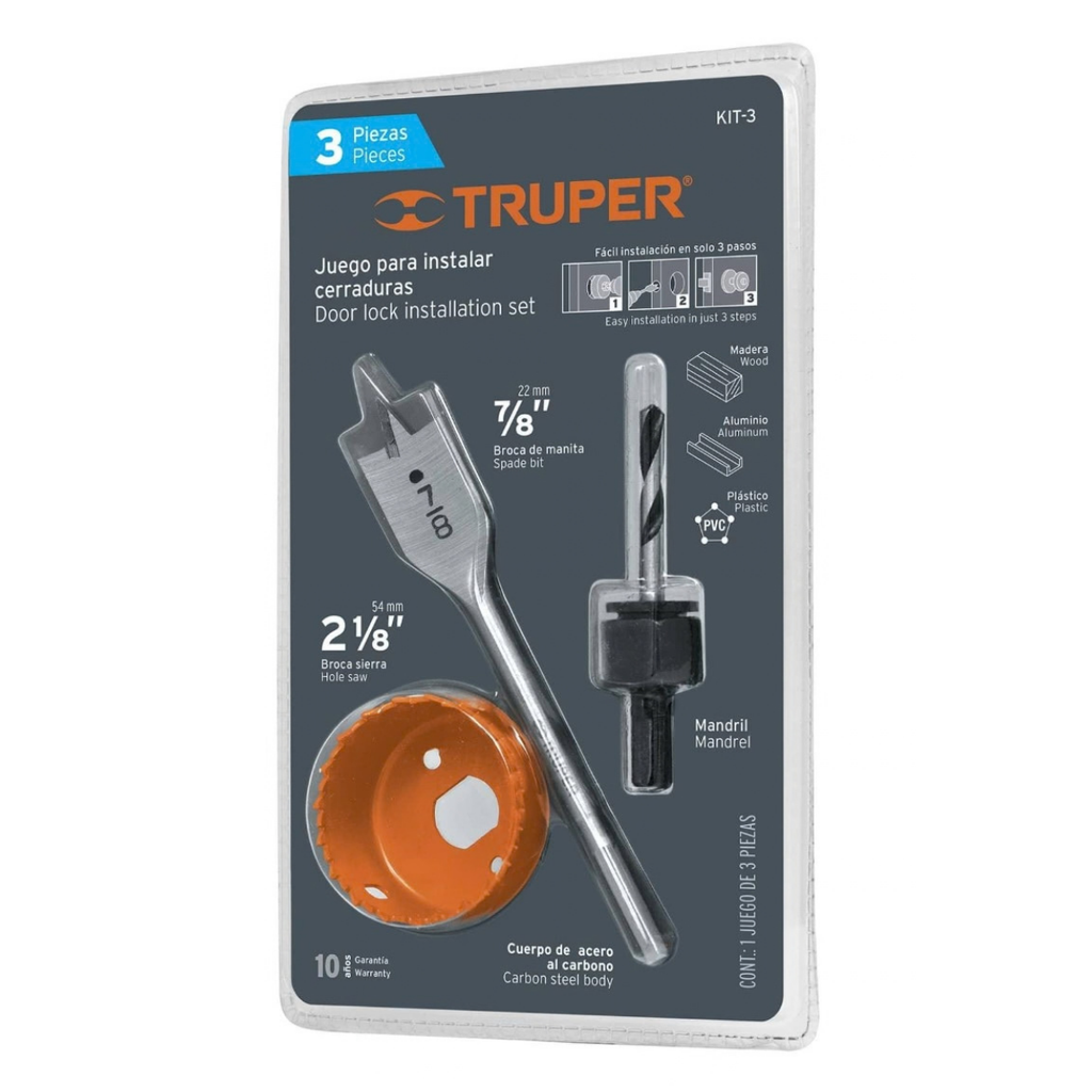 JUEGO DE SIERRA COPA 3 PZAS. ACERO ALTO CARBONO REF. 18080 MARCA TRUPER