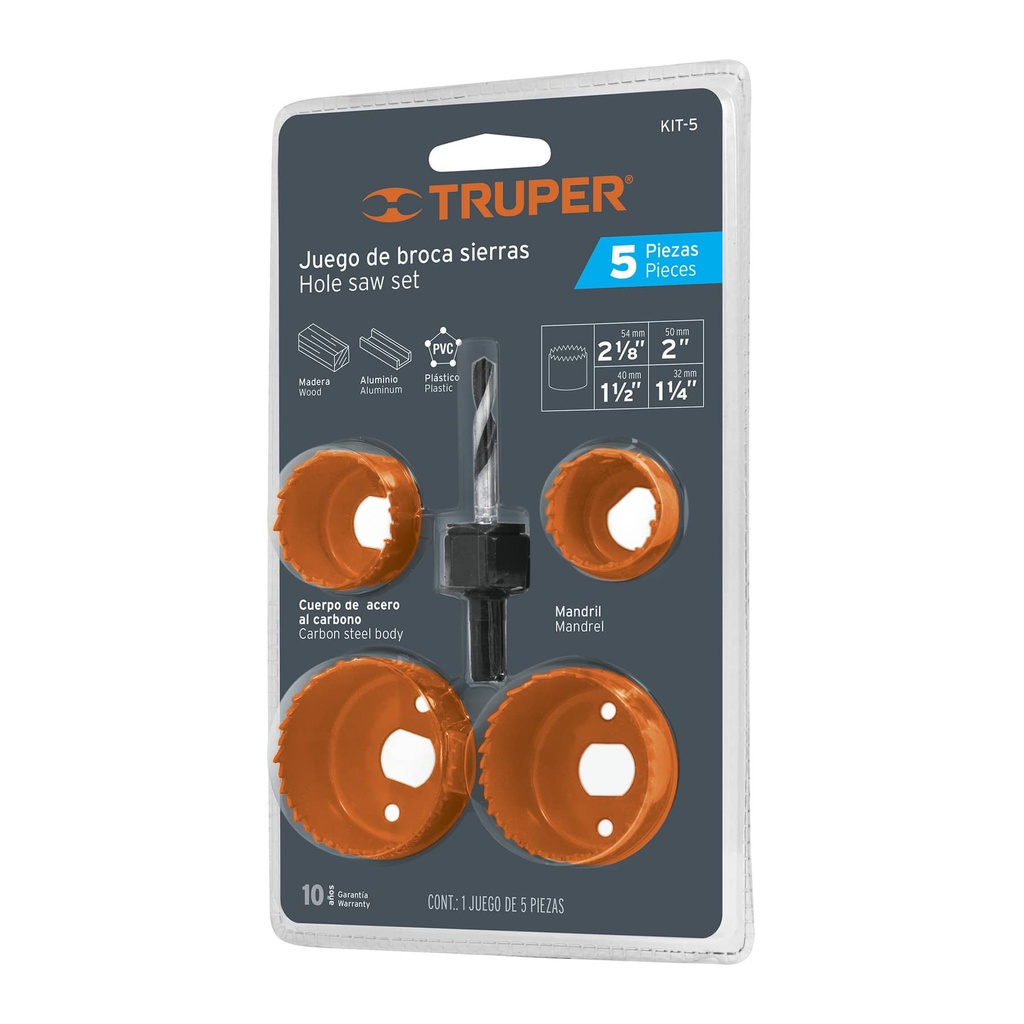 JUEGO DE SIERRA COPA 5 PZAS ACERO ALTO CARBONO REF. 18081 MARCA TRUPER