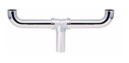 SIFON DOBLE P/ FREGADERO / COLECTOR METALICO C/ ROSCA DE 1 1/2" X 16" REF. BM-T80604101 MARCA BM