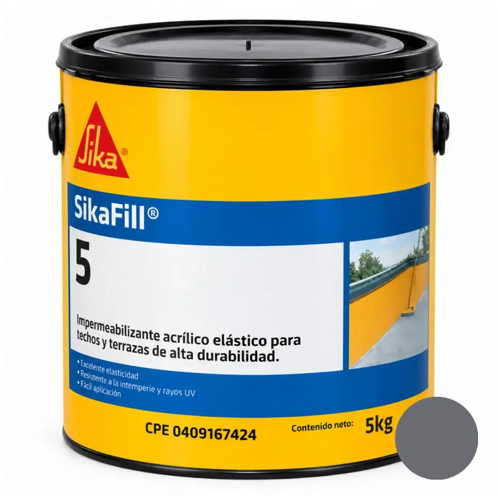 SIKAFILL 5 GRIS PINTURA IMPERMEABILIZANTE AL FRIO / ELASTOMERICO 01 GALON 5 KG REF 623250 MARCA SIKA