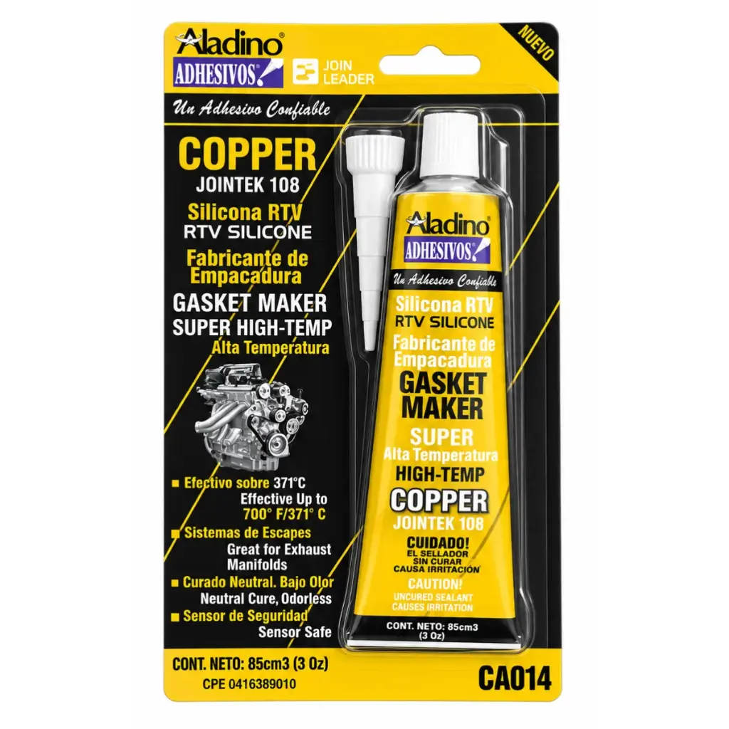 SILICON COBRE ALTA TEMPERATURA 371°C TUBO DE 85 ML COPPER REF. CA014 COD 713008 MARCA ALADINO