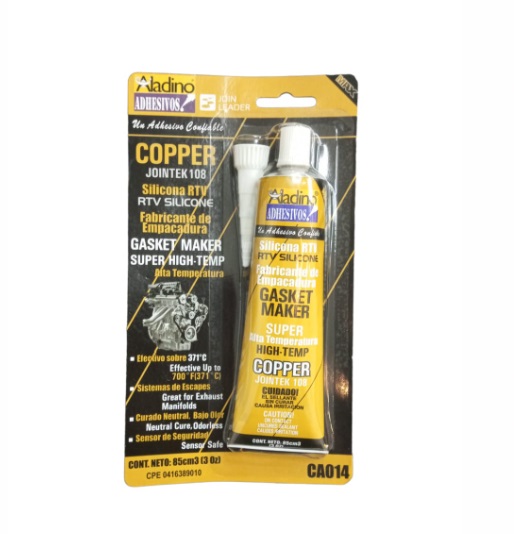 SILICON COBRE ALTA TEMPERATURA 371°C TUBO DE 85 ML COPPER REF. CA014 COD 713008 MARCA ALADINO