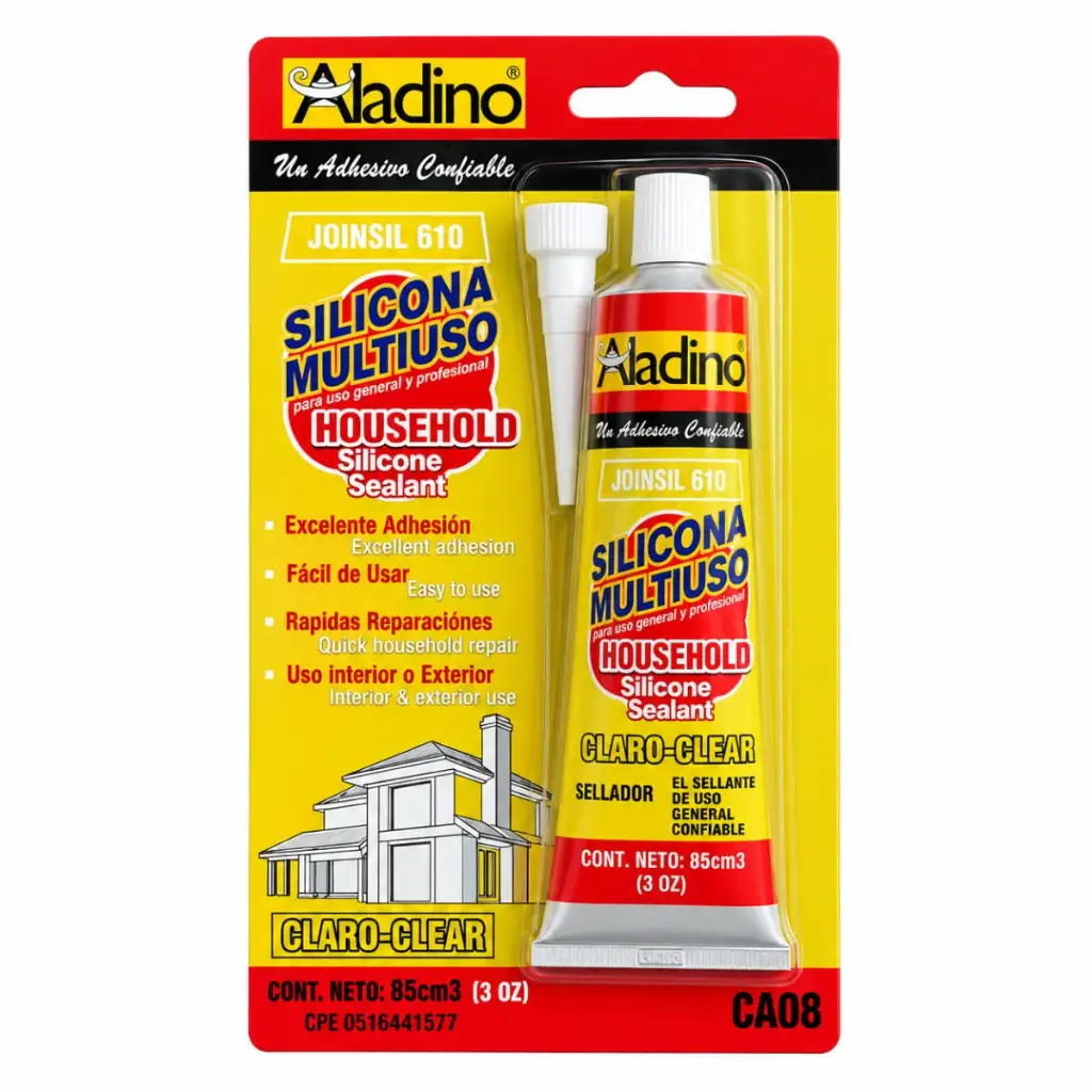 SILICON TRANSLUCIDO TUBO DE 85 ML MULTIUSO REF. CA08 COD 970340 MARCA ALADINO