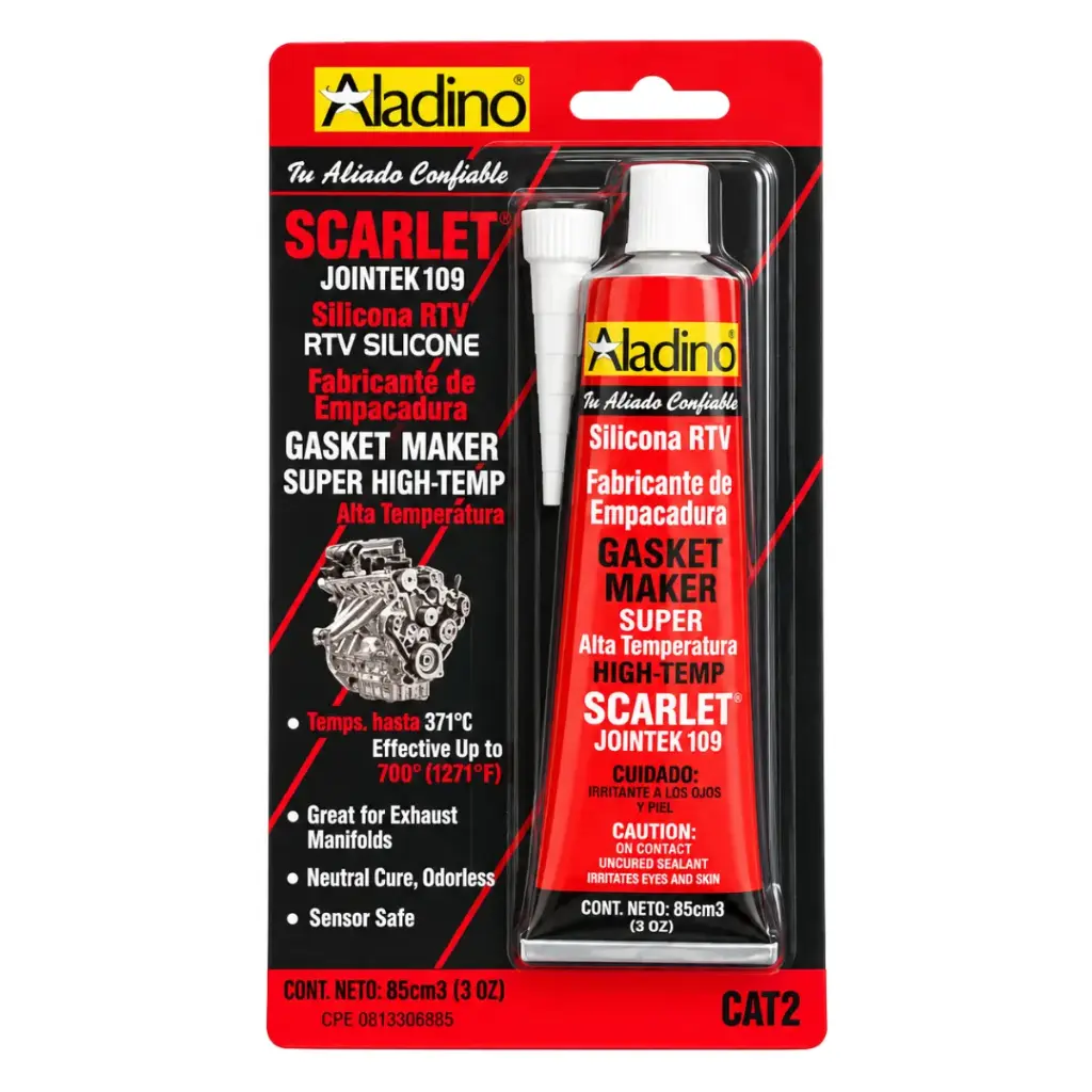 SILICON ROJO ALTA TEMPERATURA 371°C TUBO DE 85 ML SCARLET REF. CA12 COD 712803 MARCA ALADINO