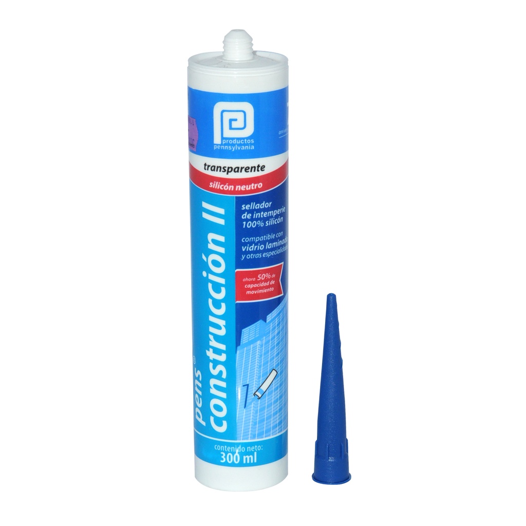 SILICON TRANSPARENTE CARTUCHO DE 300 ML CONSTRUCCION II REF.SS18T36 COD. 125317 MARCA PENNSYLVANIA