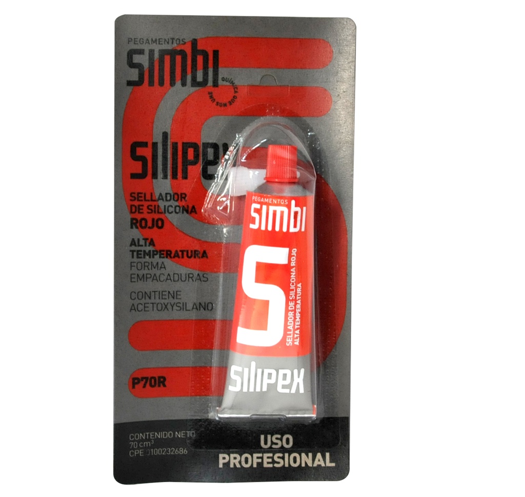 SILICON ROJO TUBO DE 70 ML "ALTAS TEMPERATURAS" P70R COD.000082 REF. 1020702034 SILIPEX