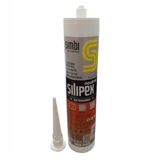 SILICON NEUTRAL GRIS MATE CARTUCHO DE 280 ML P/ EXTERIORES COD. 000136 REF. 1020101044 MARCA SILIPEX