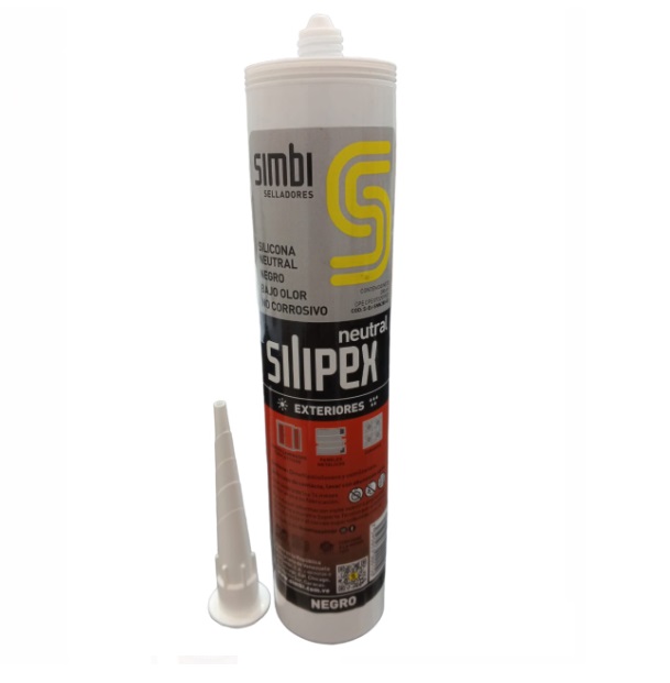 SILICON NEUTRAL NEGRO CARTUCHO DE 280 ML P/ EXTERIORES COD. 000150 REF. 1020101064 MARCA SILIPEX